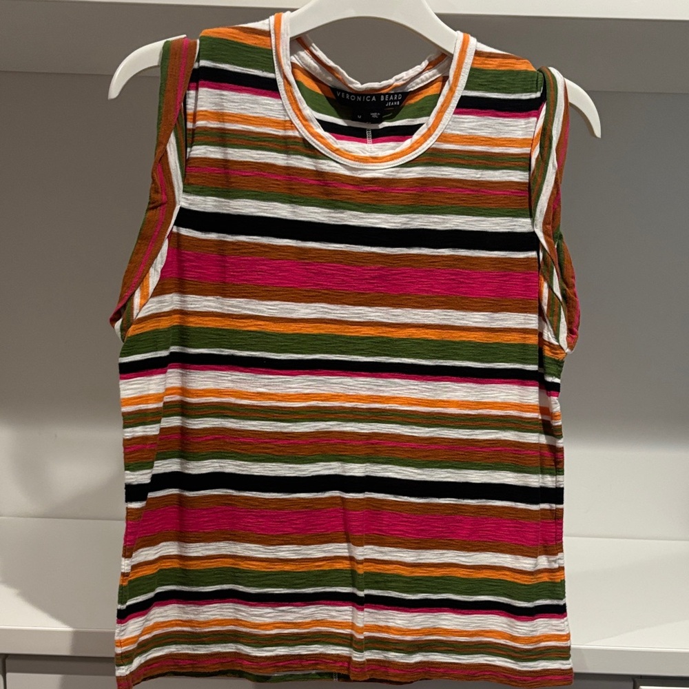 Veronica Beard Colorful Striped Muscle Tee